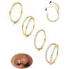 Dochais 4PCS 18G Piercing Naso Anello, Orecchini Acciaio Chirurgico Piercing Trago Septum Anello Clicker CZ, Anelli Segmento Conch Labbro Cartilagine Doppio 8mm 10mm per Donna Uomo