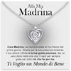 Bramart Collana Madrina Donna con Pietra di Zirconia Cubica e Finitura in Oro Argento Idea Regalo Compleanno Natale per lei madrina Comunione Cresima Battesimo - Cofanetto con DEDICA incluso
