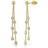 ROSA DI MANUEL Orecchini Oro da Donna Lunghi a Catena Doppia con Zirconi Intercalati, Misura 4x31 mm, Chiusura a Pressione