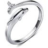 IMINI Anello in argento Sterling 925 con delfino, regolabile, con coda di cristallo di zirconia cubica, anello di fidanzamento per donne e ragazze