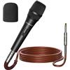 Aokeo - Microfoni Karaoke Dinamici, Microfono A450 per Canto con Copertura in Schiuma e Cavo XLR da 4,9 m. Microfono a Mano Compatibile per Altoparlante, Macchina, Amplificatore, Mixer, Discorso