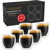 Creano Bicchieri da caffè a doppia parete di alta qualità, 100 ml, set da 6 pezz