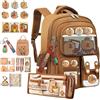 Generico Capybara Backpack for School - Cute Kawaii Cartoon Backpack for Girls & Boys, Waterproof Capybara Bookbag (L)