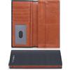 VISOUL Portafoglio Lungo in Vera Pelle da Uomo con Blocco RFID, Portafogli Verticale da Uomo Portafoglio Slim Bifold con 3 Scomparti Banconote e 12 Slot per Carte credito (Nero & Marrone)