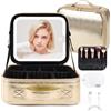OSDUE Beauty Case da Viaggio Donna, con Specchio LED, Divisore, 23x26cm