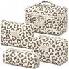 Nocyclonic Beauty case da donna con motivo floreale, borsa per il trucco trapuntata, in cotone, per trucchi, Stampa leopardata grande, 24.1 x 15.2 x 13.3 cm, Minimalista