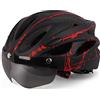 SUPYINI Casco da bicicletta per uomo e donna, con visiera magnetica, regolabile, per bicicletta da corsa, per adulti, 18 fori di ventilazione traspiranti