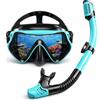 Weiongppy Set da snorkeling per adulti con maschera subacquea e boccaglio Dry a 180°, panorama HD a 180°, in vetro temperato, anti-appannamento, anti-perdite, per nuoto, snorkeling, immersioni