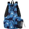 JUNZAN Zaino pieghevole leggero di sport del cordone con asciutto bagnato | Leggero Liscio Calcio Tessuto Portatile Spiaggia Sacco Outdoor Viaggi Picnic Blu Scuro Dino