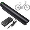 WSDAV Batteria al Litio 36V 48V per Tubo Obliquo con Caricabatterie | Batteria di ricambio da 36 V, pacco batteria al litio da 48 V, guscio in lega di alluminio, con indicatore di carica.