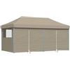 Generic Tenda pop-up per feste 580 x 292 x 315 cm grigio beige con finestre