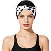 FakeFace Cuffia da bagno in tessuto da donna, berretto da nuoto elastico per capelli lunghi turbante da bagno con decorazione a fiocco, per soggiorno, sauna, spiaggia, piscina