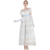 CR ROLECOS Abito Vittoriano da Donna Regency Abito da Donna Puffy Abito da Ballo con Guanti, Blue-1104d, S