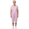Confezioni_Emy Pigiama Intero Donna Uomo Estivo Fresco Manica Corta Pigiama Sanitario per Anziani con Cerniera Posteriore Intero Anziano in Cotone 100% Taglia S - Circle Rosa