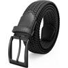 Fairwin Cintura elastica intrecciata uomo donna tessuto regolabile, Nero-puro, 3XL : 127-137 cm / 50-54″ Taille (Longueur 145 cm)
