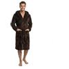 FashGudim Accappatoio da uomo con cappuccio in peluche con collo a scialle, kimono morbido e caldo in pile di flanella, accappatoio da casa, pigiama, marrone moka, XXL-3XL