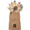 RefrigiWear Cappello a Coste e Pompon Donna Snow Flake Hat Mastice con Risvolto e Logo