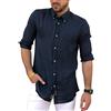 TIPO'S Camicia Uomo Puro Lino Made in Italy Art. 200 Manica Lunga TG. M, L, XL, XXL, XXXL Estate 2018 (XL, Blu)