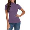 Totatuit Lupetto Donna Dolcevita Manica Corta Maglietta Elegante Tshirt a Costine Basic Top a Collo Alto Casual Pullover di Slim Fit S-XXL