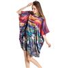 Prettystern Donna 100% Pura Seta Raso Crepe Kimono Vestaglia Pigiama Caftano Camicia da Notte Stampa d'Arte