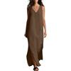 Chanpning Abito Donna Lungo Cotone Lino Tank Dress Senza Maniche con Scollo a V Vita Alta Abiti da Spiaggia Lunghi Camicia Vestiti Casual Loose Swing Sun Dress Taglie Forti Copricostume Vestito per Vacanza