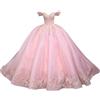 Fuomomo Principessa Dolce 15 16 Abiti Quinceanera Abiti Quinceanera con Spalle Scoperte Abiti da Ballo in Tulle gonfi Abiti da Ballo in Pizzo Abiti da Ballo Lunghi per Compleanno con Strascico
