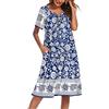 Ekouaer Abito Donna con Tasche | Camicia da notte da donna a maniche corte muschio floreale camicia da notte per donne anziane nonne festa della mamma casa