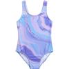 DivingBirds Costume da Bagno per Ragazze con Reggiseno Imbottito Costume da Bagno in Un Pezzo Costume da Bagno Neon per Bambini Costumi da Bagno UV Protezione Solare 3-13 Anni, Marmo viola., 4-5 Anni