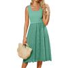 GRACE KARIN Abito casual da donna in tinta unita leggero senza maniche ricamato abito midi a linea prendisole con tasche, verde, M