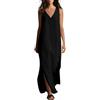 Chanpning Abito Donna Lungo Cotone Lino Tank Dress Senza Maniche con Scollo a V Vita Alta Abiti da Spiaggia Lunghi Camicia Vestiti Casual Loose Swing Sun Dress Taglie Forti Copricostume Vestito per Vacanza