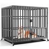 BingoPaw Gabbia Robusta per cani Antimorso: XL Gabbia Rinforzata per cani Taglia Grande Kennel Cane con Ruote Interno Trasportino Resistente Metallo Struttura Pesante, 2 Chiavistelli 107x77,5x88,5cm