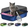 PAWSWARE Grande lettiera per gatti con bordi alti a prova di spruzzi, WC semi chiuso per animali domestici con superficie anti-tracciamento facile da pulire, in plastica resistente e atossica, con