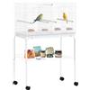 PawHut Gabbia Uccelli con Divisorio, Carrello, 76x46x116cm Bianco | Gabbia per pappagalli con 4 trespoli, vassoio, 4 mangiatoie per parrocchetti, inseparabili, canarini, fringuelli