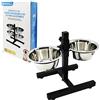 BPS BUENA PET SHOP BPS Mangiatoie per cani in acciaio inox con piedistallo, set di ciotole sollevate altezza regolabile 3 dimensioni scelta (S) BPS-11119
