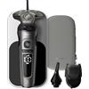 Philips Rasoio elettrico Serie 9000 Prestige, secco e umido, cromo brillante, rasatura Lift & Cut, tecnologia SkinIQ, base di ricarica Qi, regolabarba, rifinitore per il naso (modello SP9871/22)