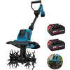 Oamger Motozappa elettrica per batteria Makita 18 V, motobinatrice senza fili, larghezza/profondità di lavoro 10/25 cm, 360 rpm, pieghevole, tubo telescopico, per giardino e corsi (1 batteria)