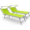 Bricozone Set Da Due Lettini Prendisole Professionale Pieghevole In Alluminio Tettuccio Parasole Orientabile Sdraio Lettino Prendisole 182 x 60 x 38 Cm Mare Spiaggia Piscina Giardino Verde Fluo