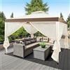 RELAX4LIFE Gazebo da Giardino 3x3M, Gazebo da Esterno con 4 Tendine Laterali, Doppio Tettuccio, Impermeabile e Protezione Solare, per Terrazza, Giardino, Patio e Cortile (3x3x2,65M, Beige)