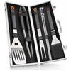 Curry Master Set attrezzi barbecue per uomo in acciaio inox nella valigetta in metallo | Paletta 3 in 1 con apribottiglie e lama, accessori grill, regalo per festa del papà e Natale