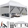 COBIZI Gazebo da giardino 3x6 m pieghevole impermeabile e stabile, con 6 zanzariere, Oxford 420D, protezione UV UPF 50+, montaggio rapido, altezza regolabile, borsa con ruote, Bianco