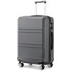 KONO Bagaglio a Mano Valigia Materiale ABS Leggero e Resistente con 4 Ruote Rotanti 55 cm, 37L (Grigio)