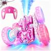 Kssvzz Macchina Telecomandata per Bambini, 2.4GHz RC Stunt Car, 4WD Fuoristrada | 360° Rotazione & Flip, Luci LED & Effetto Scarico, Ricaricabile USB, Regalo di Compleanno per Bambine 3-10 Anni