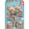 Educa - Set di 4 puzzle progressivi per bambini da 12 a 25 pezzi | Orsetti | Dimensioni: 16 x 16 cm | Consigliato per bambini dai 3 ai 5 anni (20500)