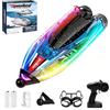 FORMIZON Barca RC 25 km/h, Barca Telecomandata 2,4GHz con Luce LED per Piscine e Laghi, Motoscafo Radiocomandato con Anti-Ingroppo Posteriore, Barche da Corsa Speedboot per Bambini e Adulti (Blu)