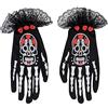Funidelia | Guanti da Catrina per bambina Teschio messicano, Halloween, Day of the Dead (Dia de los Muertos), Horror - Accessori per bambini, accessorio per costume - Nero