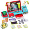 Teoryieer Registratore di Cassa per Bambini Elettronica, Cassa del Supermercato con Scanner e Suono, Giocattolo Moneta per Bambini con Accessori, Gioco Educativo per Bambini dai 3 Anni (Red)