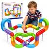 Skirfy Set ferroviario elettrico, 215 pezzi, giocattolo STEM fai da te | Piste magnetiche 3D con loop, ponti e percorsi sopra la testa per idee di costruzione varie