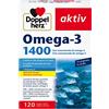 Doppelherz aktiv Omega 3 1400, Integratore con Olio di Pesce, 120 Capsule | EPA e DHA contribuiscono alla normale funzione cardiaca, Con vitamina E, 485 mg di omega-3 al giorno