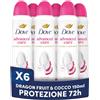 Dove Deodorante Spray Advanced Care Dragon Fruit & Coconut Cream, Deodorante Antitraspirante 72 Ore Protezione Sudore e Odori, con Formula Idratante e Delicata sulla Pelle, 6 Pezzi da 200 ml
