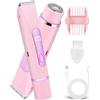 AYBUY Rasoio Elettrico Donna, 2 in 1 Bikini Trimmer, Rosa | Indolore Rasoio Parti Intimer Impermeabile IPX7 per Corpo Viso Ascelle e Zona Bikini